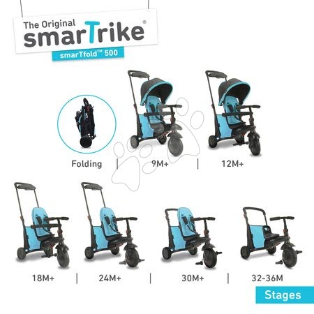 Tříkolky od 10 měsíců - Tříkolka skládací smarTfold 7v1 smarTrike - 9