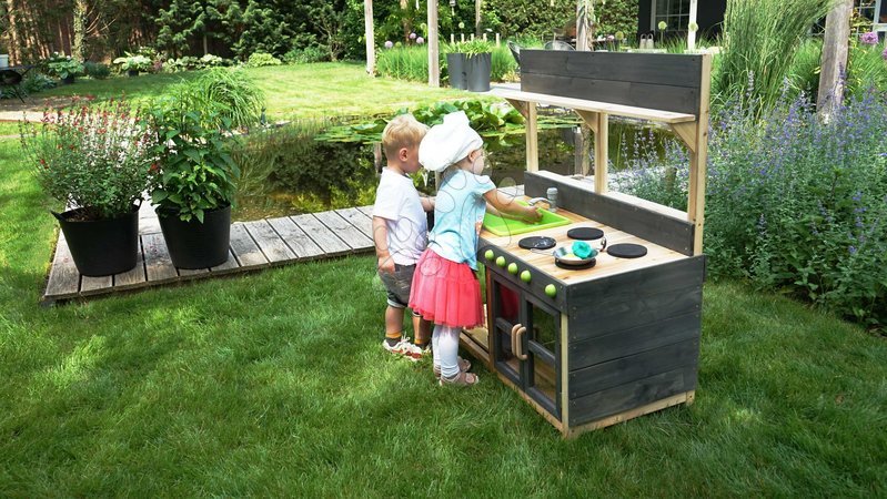 Dřevěné kuchyňky - Kuchyňka cedrová s tekoucí vodou Yummy 200 Outdoor Play Kitchen Exit Toys - 8