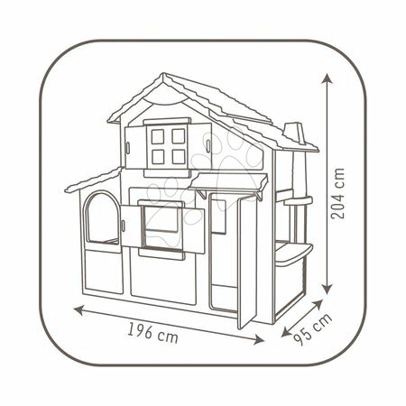 Kućice za djecu - SMOBY 320021 Detský Domček Maison Duplex dvojposchodový s kuchynkou, so zvončekom + 6 doplnkov, UV filter, 204*196*95 cm - 5