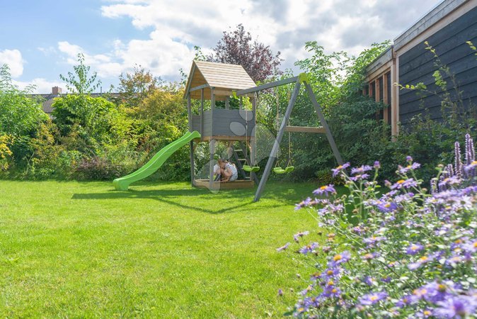 Prolézačky - Prolézačka s pískovištěm a skluzavkou Aksent Playtower with double swing Exit Toys - 7