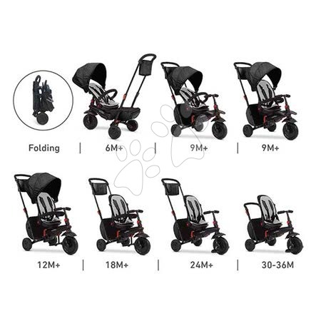 Tříkolky od 6 měsíců - Tříkolka skládací smarTfold 700 Black 7v1 smarTrike - 1