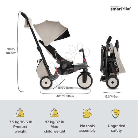 Tricycles à partir de 6 mois - Triporteur et poussette pliante STR7J Warm Grey 7v1 smarTrike - 31