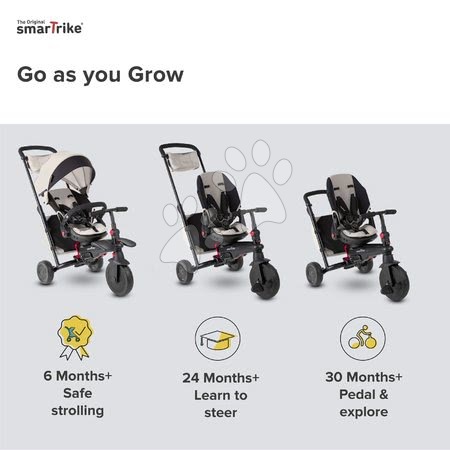 Tříkolky od 6 měsíců - Tříkolka skládací smarTfold 700S Warm Grey 7v1 smarTrike - 5