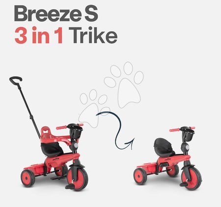 Rowerki trójkołowe od 10 miesiąca - Rowerek trójkołowy z koszykiem na butelkę Breeze S Red 3w1 SmarTrike - 6