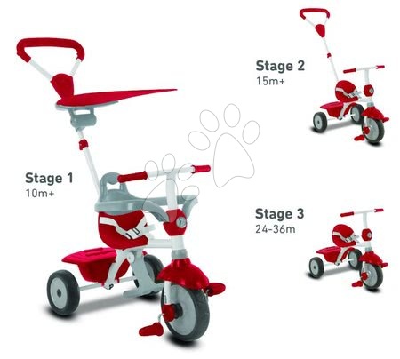 Tříkolky od 10 měsíců - Tříkolka Zip Red Plus 3in1 TouchSteering SmarTrike - 1