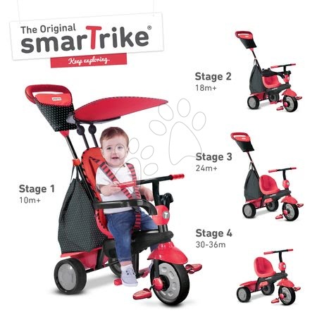 Tříkolky od 10 měsíců - Tříkolka Glow Touch Steering 4v1 Black&Red smarTrike - 19