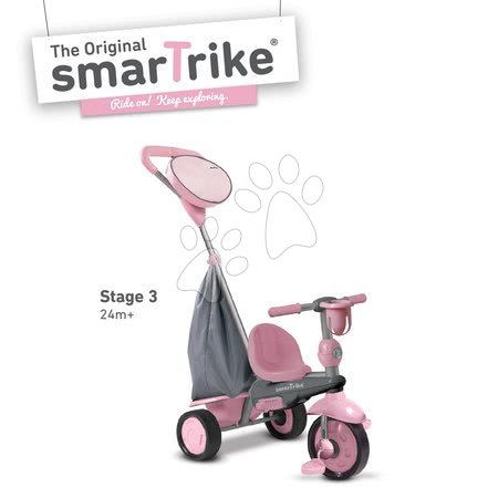 Tricikli za djecu od 10 mjeseci - SMART TRIKE 6500200 Trojkolka SWING 4v1 PINK TouchSteering s tlmičom a voľnobehom + UV filter ružovo-šedá od 10-36 mesiacov  - 3