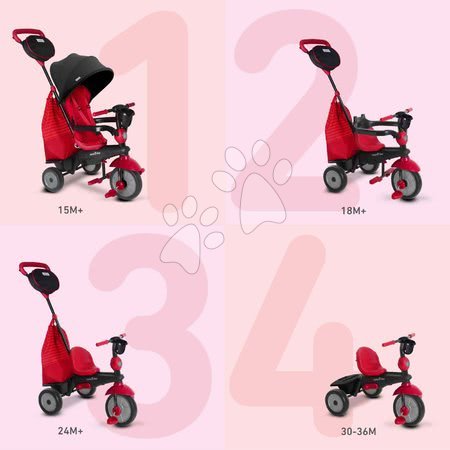 Tříkolky od 10 měsíců - Tříkolka SWING DLX 4v1 Red TouchSteering smarTrike - 2