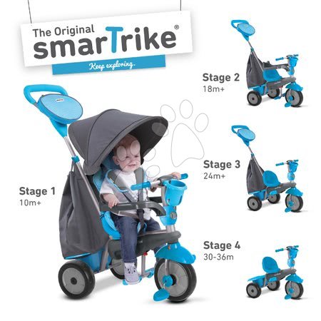 Tříkolky od 10 měsíců - Tříkolka SWING DLX 4v1 Grey&Blue TouchSteering smarTrike - 5