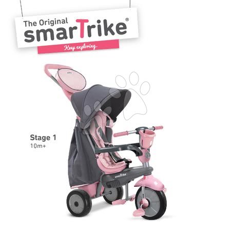 Tříkolky od 10 měsíců - Tříkolka SWING DLX 4v1 Grey&Pink TouchSteering smarTrike - 1