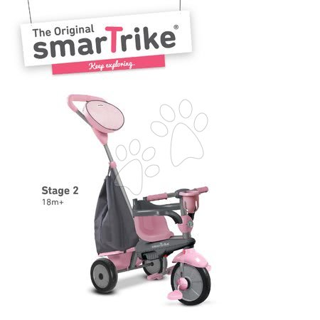 Tříkolky od 10 měsíců - Tříkolka SWING DLX 4v1 Grey&Pink TouchSteering smarTrike - 2