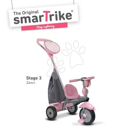 Tříkolky od 10 měsíců - Tříkolka SWING DLX 4v1 Grey&Pink TouchSteering smarTrike - 3