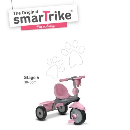 Tříkolky od 10 měsíců - Tříkolka SWING DLX 4v1 Grey&Pink TouchSteering smarTrike - 4