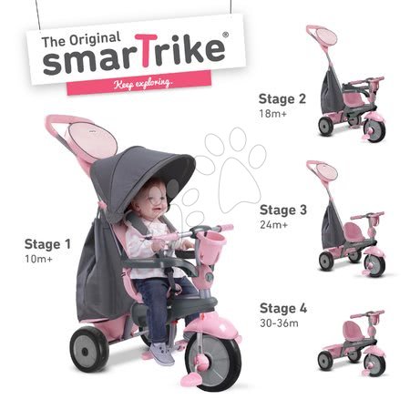 Tříkolky od 10 měsíců - Tříkolka SWING DLX 4v1 Grey&Pink TouchSteering smarTrike - 5