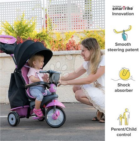 Triciklik 10 hónapos kortól - Tricikli Swirl DLX 4in1 Grey&Pink TouchSteering smarTrike - 1