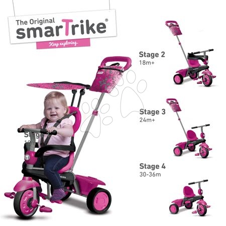 Triciclete de la 10 luni - Tricicletă Vanilla 4în1 Pink Touch Steering smarTrike - 6