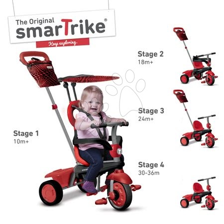 Tříkolky od 10 měsíců - Tříkolka Vanilla 4v1 Touch Steering Red smarTrike - 1