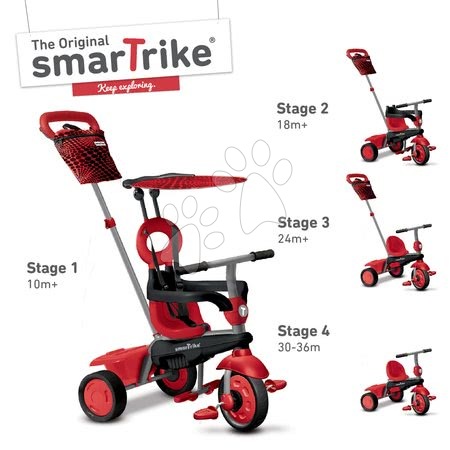 Tříkolky od 10 měsíců - Tříkolka Vanilla 4v1 Touch Steering Red smarTrike - 6