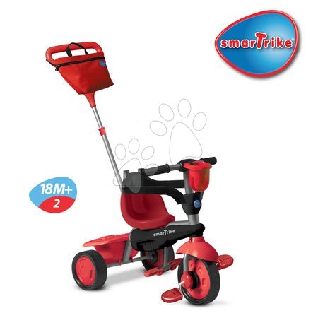 Tříkolky od 10 měsíců - Tříkolka Sport Red Touch Steering 4v1 smarTrike - 4