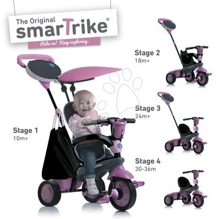 Tříkolky od 10 měsíců - Tříkolka Spirit Pink 4v1 Touch Steering smarTrike - 1