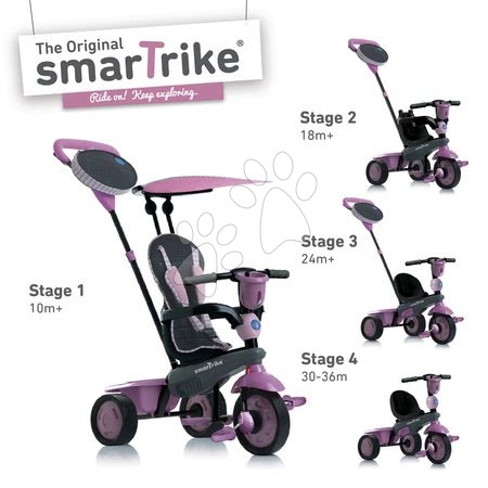 Tříkolky od 10 měsíců - Tříkolka Spirit Pink 4v1 Touch Steering smarTrike - 6