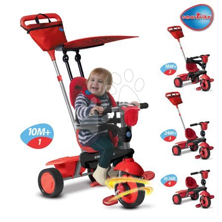 Tříkolky od 10 měsíců - Tříkolka Spirit Red Touch Steering 4v1 smarTrike - 5