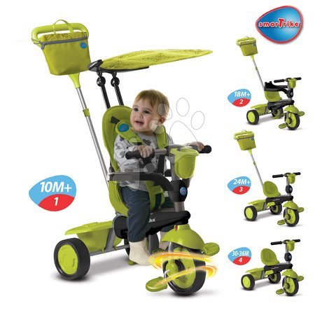 Tříkolky od 10 měsíců - Tříkolka Spirit Green 4v1 Touch Steering smarTrike - 1