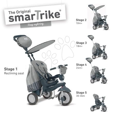 Tříkolky od 10 měsíců - Tříkolka Splash 5v1 Grey smarTrike - 1