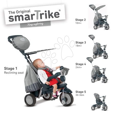 Tříkolky od 10 měsíců - Tříkolka Splash 5v1 Grey smarTrike - 7