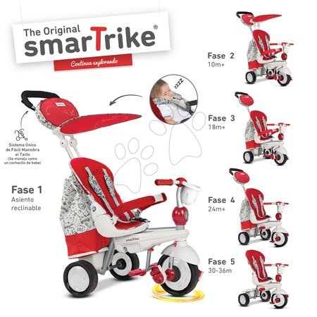 Tříkolky od 10 měsíců - Tříkolka Dazzle 5v1 Red&White Touch Steering smarTrike - 1