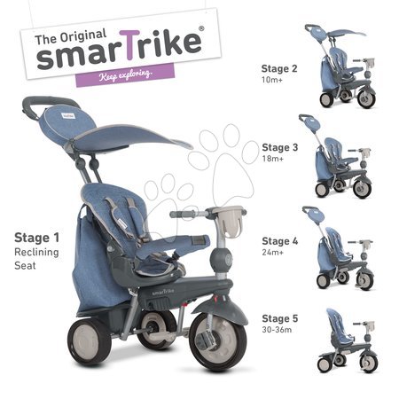 Tříkolky od 10 měsíců - Tříkolka Dazzle 5v1 Grey&Black smarTrike - 1