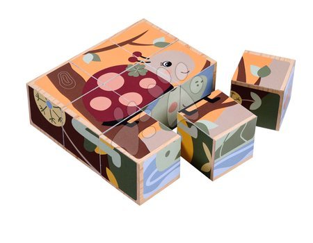 Drevené kocky - Drevené puzzle kocky zvieratká Picture Cube Eichhorn