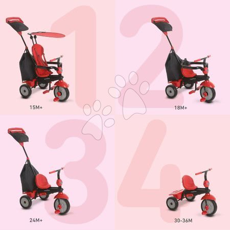 Tricycle à partir de 10 mois - Tricycle Glow Touch Steering 4v1 Black&Red smarTrike - 5