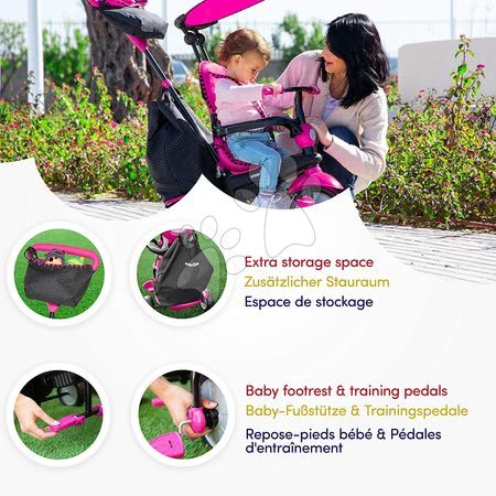 Triciklik 10 hónapos kortól - Tricikli Glow 4in1 Touch Steering Black&Pink smarTrike - 16