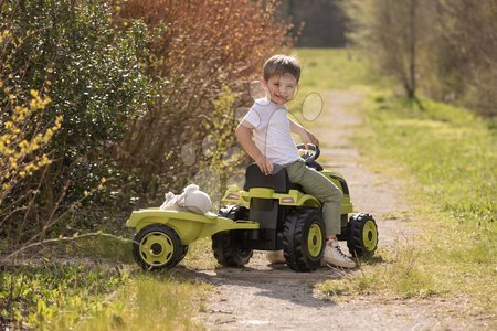 Vehicule cu pedală pentru copii - Tractor cu pedale și remorcă Farmer XL GreenTractor+Trailer Smoby - 5