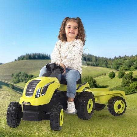 Vehicule cu pedală pentru copii - Tractor cu pedale și remorcă Farmer XL GreenTractor+Trailer Smoby - 4