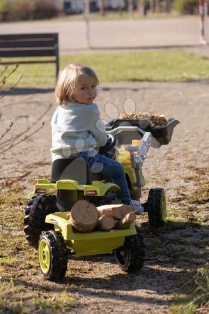 Voitures à pédales pour enfants - Tracteur à pédales avec chargeur et remorque Farmer Max Green Tractor+Trailer Smoby - 6