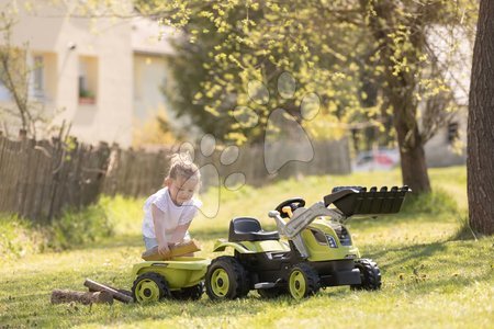 Voitures à pédales pour enfants - Tracteur à pédales avec chargeur et remorque Farmer Max Green Tractor+Trailer Smoby - 7