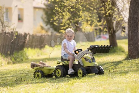 Voitures à pédales pour enfants - Tracteur à pédales avec chargeur et remorque Farmer Max Green Tractor+Trailer Smoby - 7