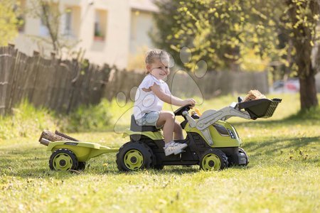 Voitures à pédales pour enfants - Tracteur à pédales avec chargeur et remorque Farmer Max Green Tractor+Trailer Smoby - 8