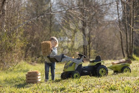 Voitures à pédales pour enfants - Tracteur à pédales avec chargeur et remorque Farmer Max Green Tractor+Trailer Smoby - 12