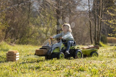 Voitures à pédales pour enfants - Tracteur à pédales avec chargeur et remorque Farmer Max Green Tractor+Trailer Smoby - 14