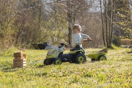 Voitures à pédales pour enfants - Tracteur à pédales avec chargeur et remorque Farmer Max Green Tractor+Trailer Smoby - 15