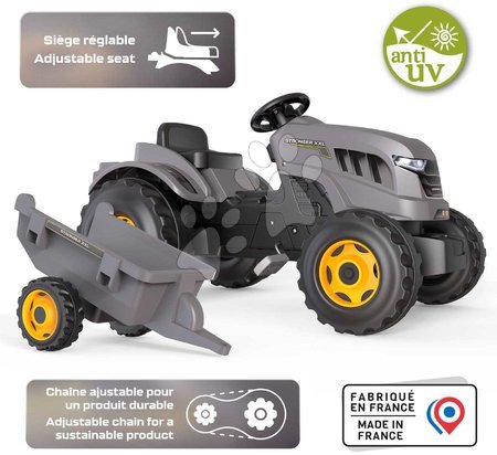 Trettfahrzeuge - Tretttraktor und Anhänger Stronger XXL Tractor+Trailer Smoby - 4