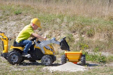 Pedálos gyermekjárművek - Traktor markolóval és homlokrakodóval Builder Max Smoby - 12