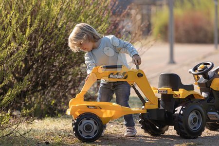 Otroška vozila na pedala kompleti - Komplet traktor na pedale in voziček s kosilnico Builder Max Tractor Smoby - 13