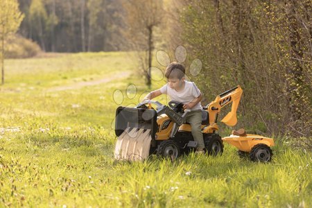 Pedal ride-on sets - Set pedal tractor and trailer Builder Max Tractor Smoby - 11