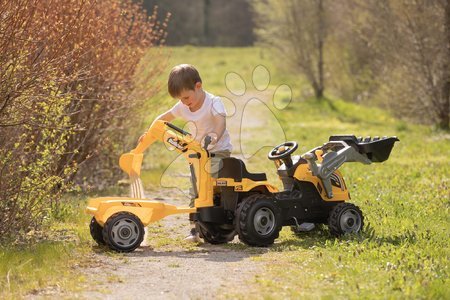 Voitures à pédales pour enfants et accessoires - Set de tracteur à pédales et de trottinette avec chargeur Builder Max Tractor Smoby - 15