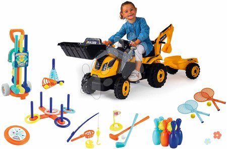 Vehicule pentru copii - Set tractor cu pedale și set sport Builder Max Tractor Smoby