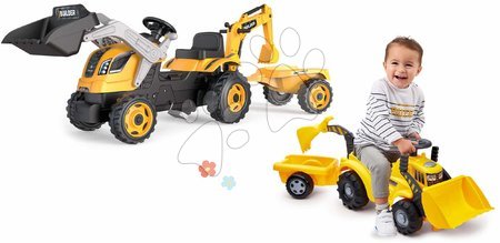 Vehicule pentru copii - Set tractor cu pedale și babytaxiu cu încărcător Builder Max Tractor Smoby